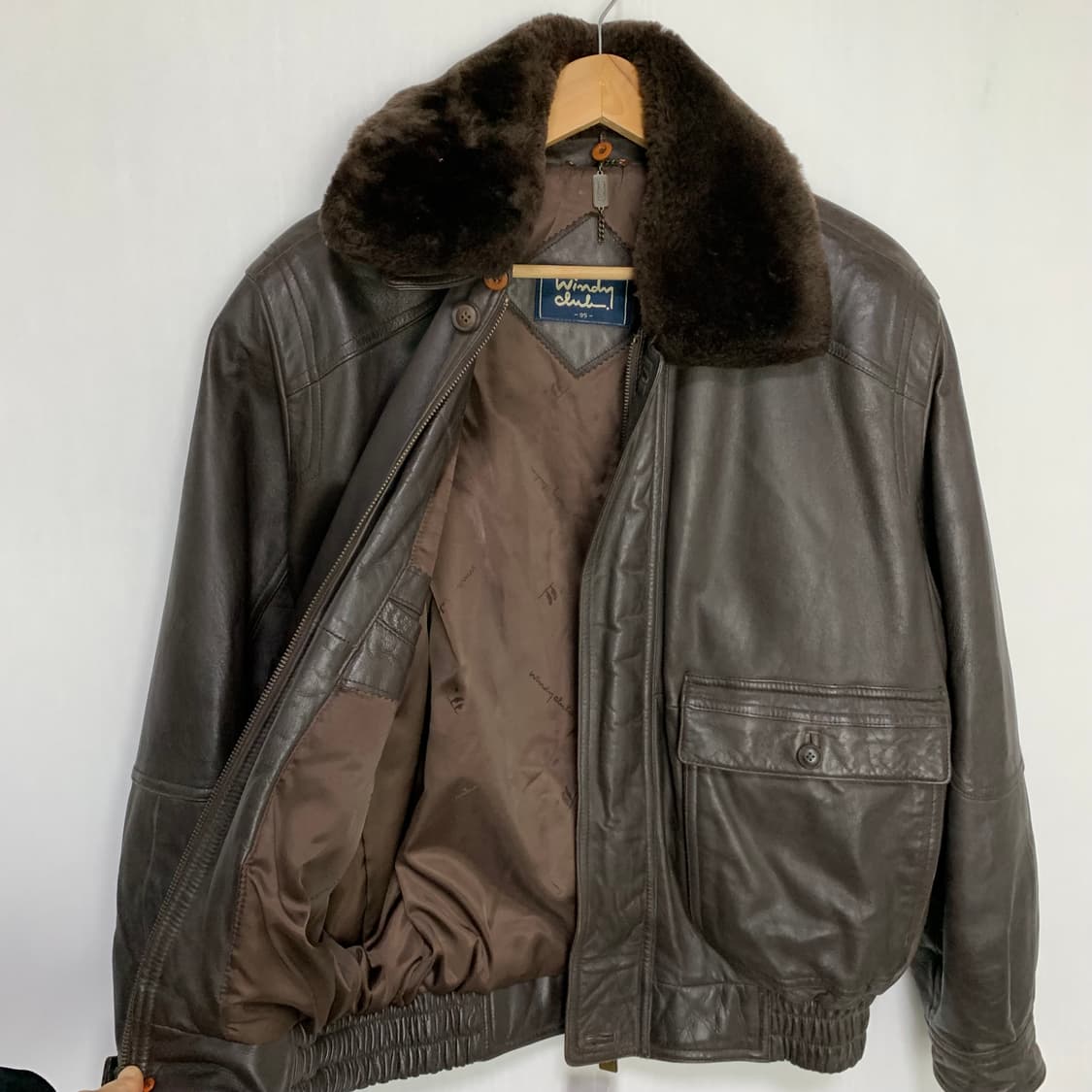 빈티지 쉽스킨 브라운 양가죽 쉐르파 리얼 레더 봄버자켓 무스탕 95사이즈 상품이미지9