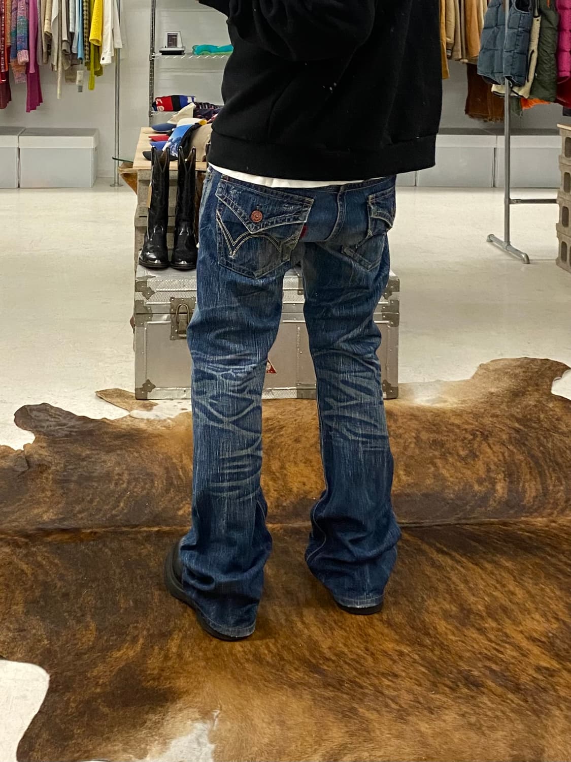 00's EDWIN blue trip 503 flare denim 상품이미지2