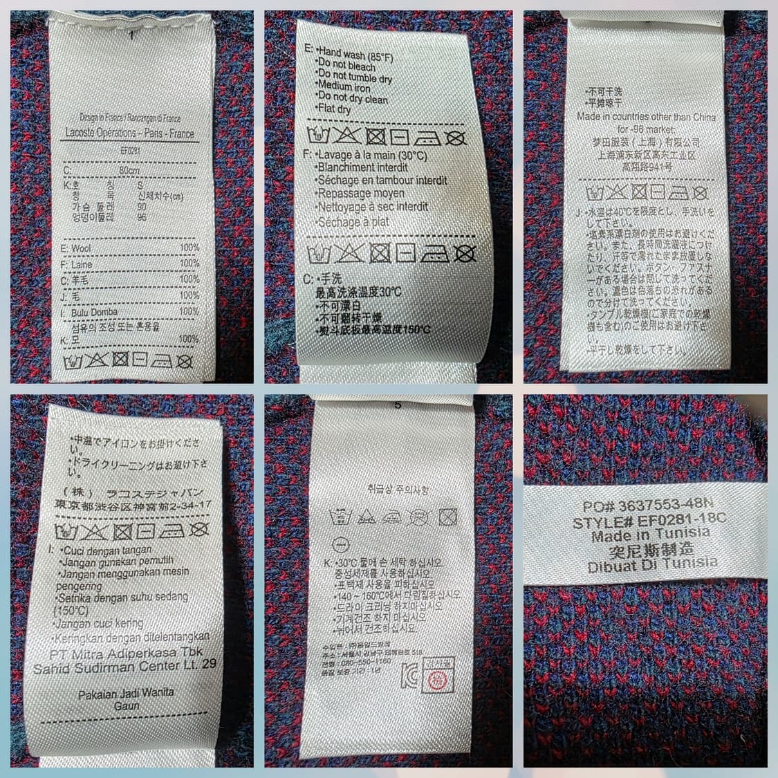 [정품/울100%] 라코스테 체크 크롭 니트 & 미니스커트 셋업 (S) 상품이미지6