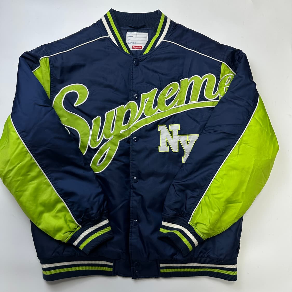 SUPREME 20AW Contrast Script 슈프림 바시티 자켓 상품이미지1