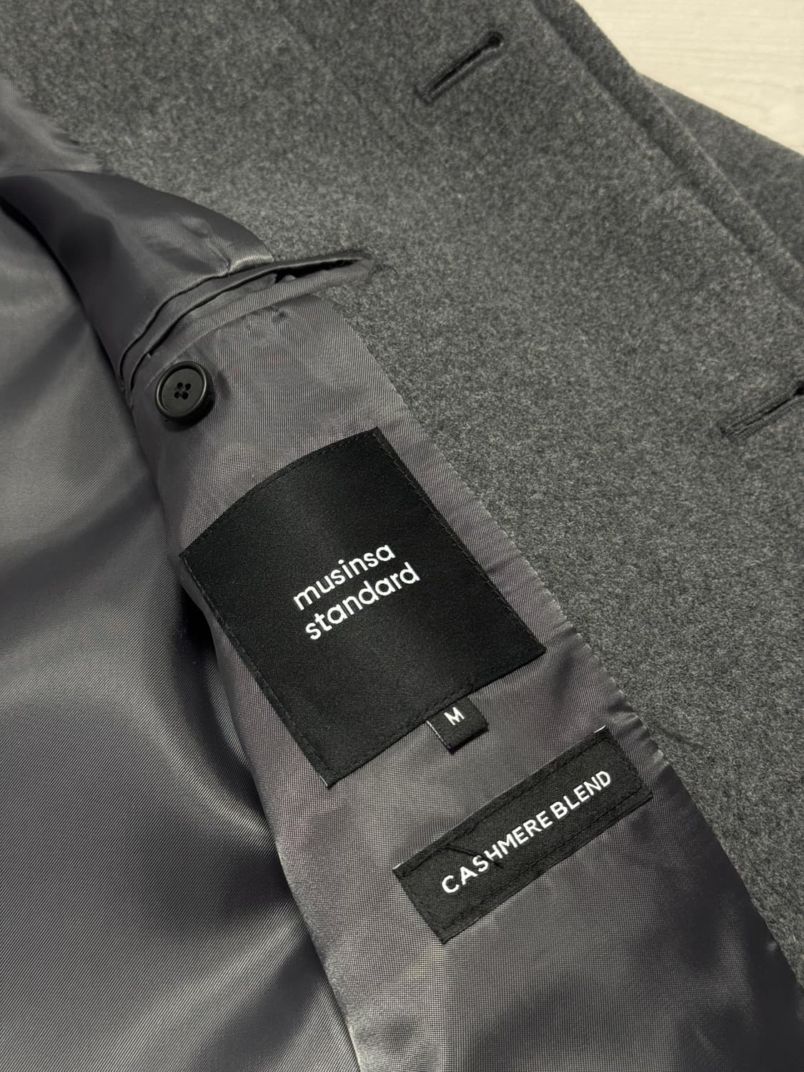 무신사 스탠다드 캐시미어 블렌드 오버사이즈 발마칸 코트 미디엄 그레이 M 상품이미지5