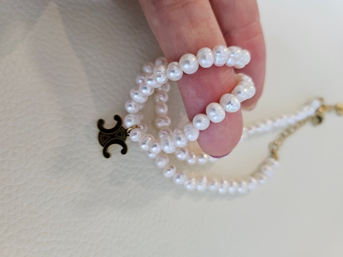 셀린느 천연담수 진주 초커 목걸이 업사이클링 상품이미지4