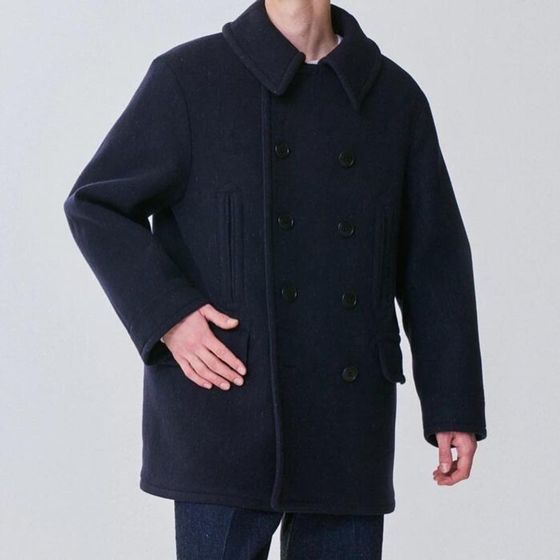 [42] 캡틴선샤인 / 23FW 울 멜튼 피코트 / 네이비 상품이미지7