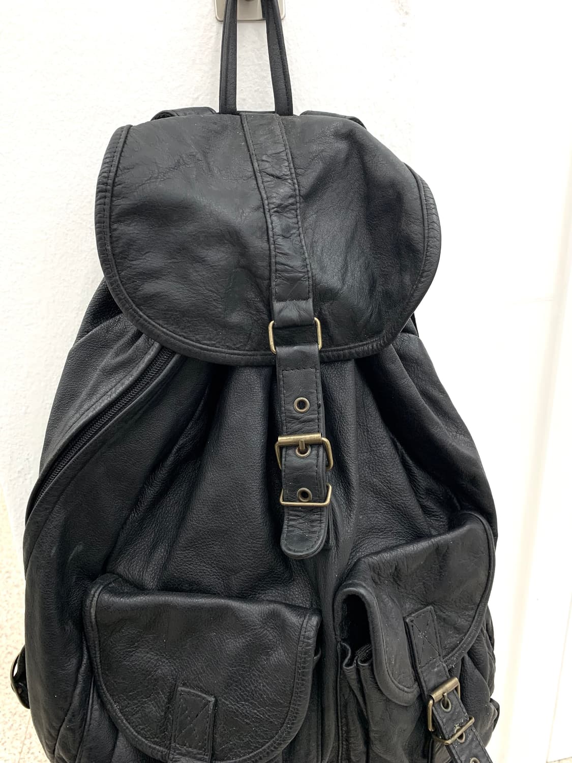 Black leather cargo pocket back pack   상품이미지2