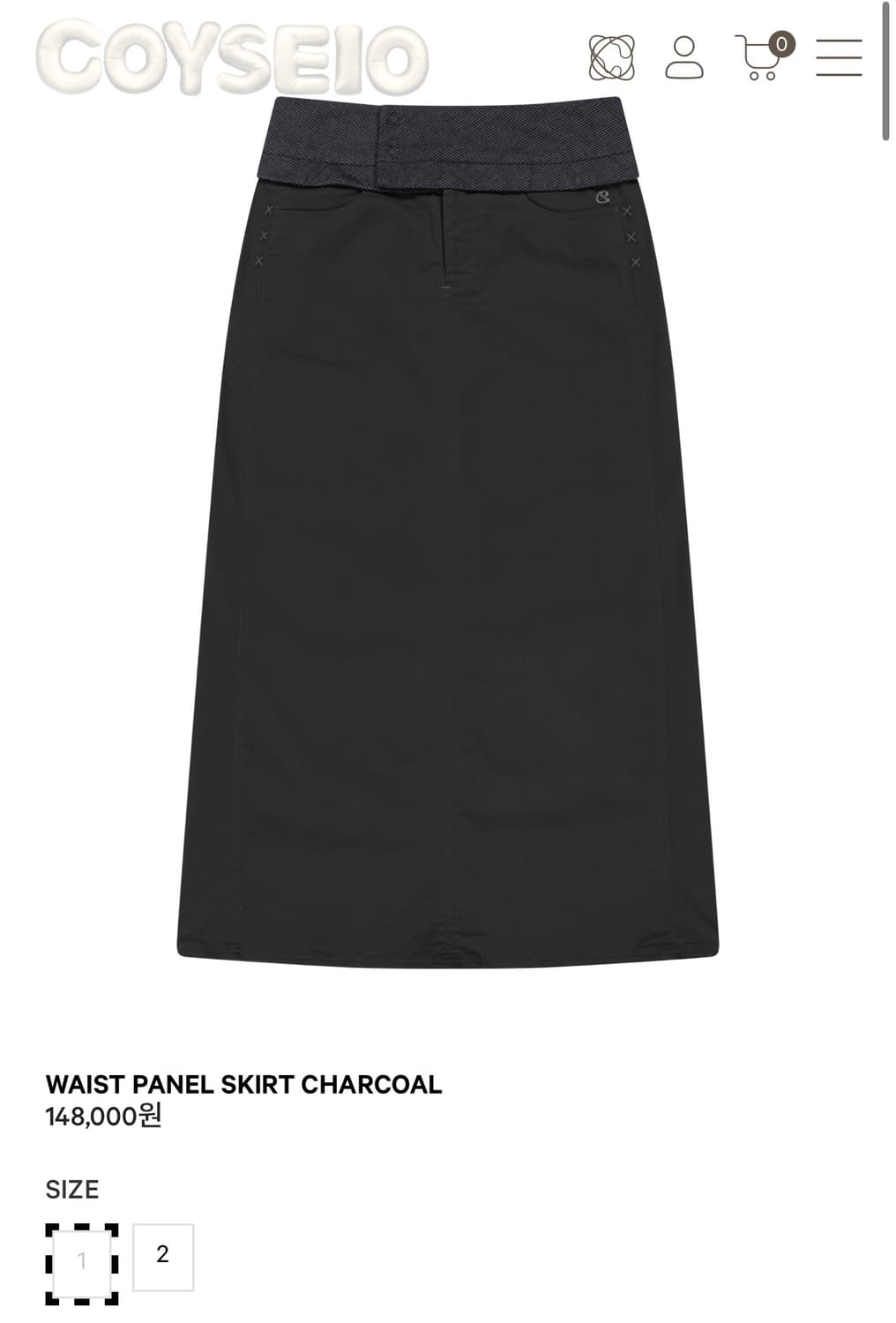 코이세이오 WAIST PANEL SKIRT CHARCOAL 2사이즈 상품이미지1