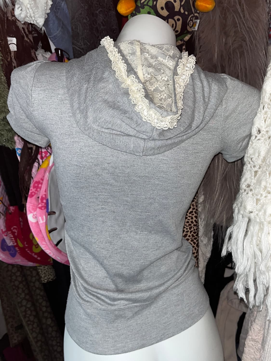 모리 그레이 레이스 반팔 후드집업 상품이미지2