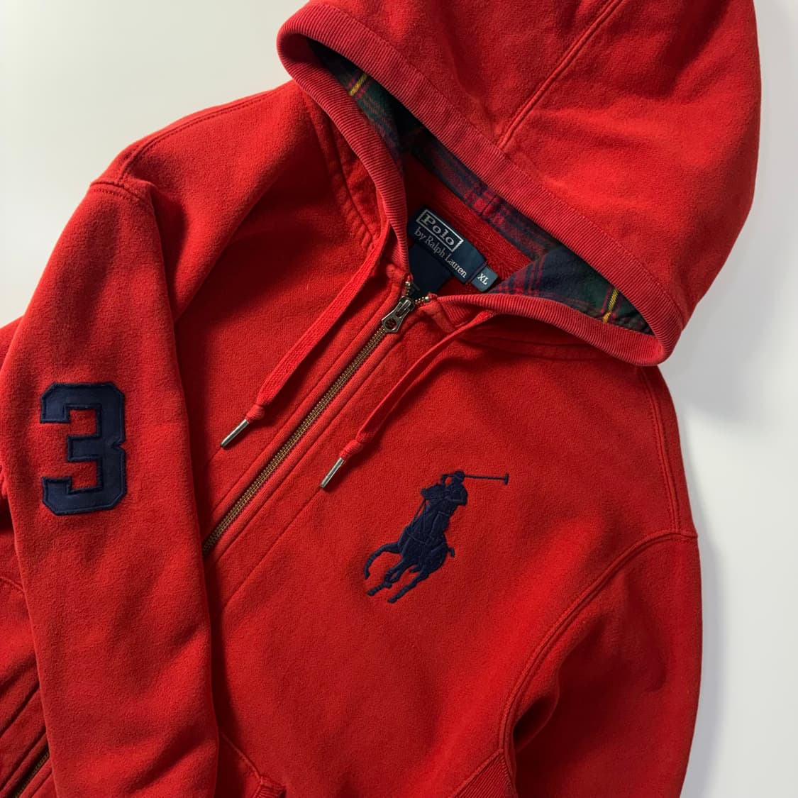 Polo  폴로 랄프로렌 자수 빅포니 투웨이 레드 후드집업 상품이미지3