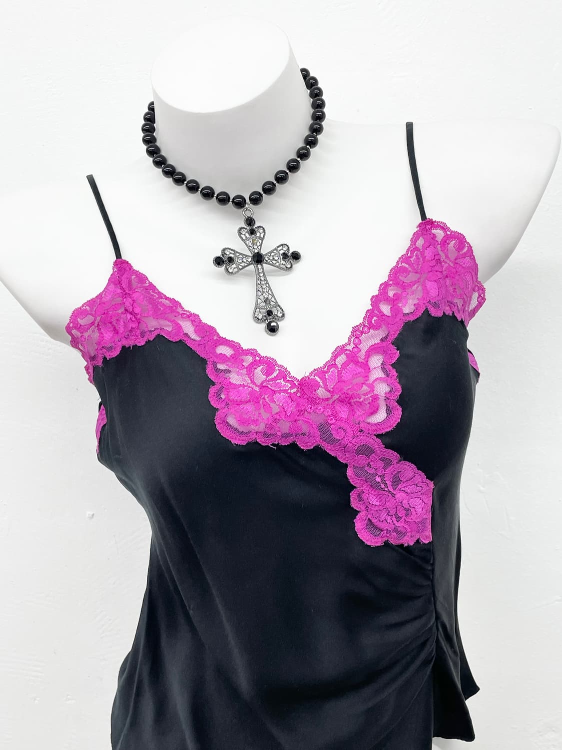 모르간 실크 셔링 레이스 슬립 상품이미지2