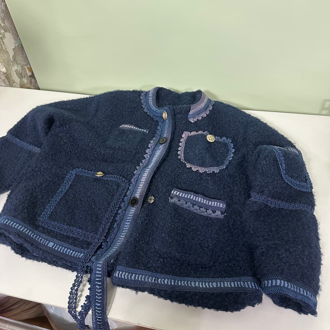 우먼FREE VTG 다크네이비 부클 트위드자켓 상품이미지1