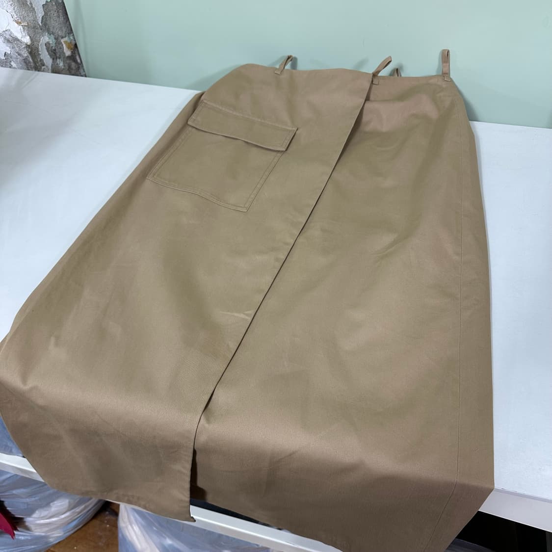 우먼L-XL 흐앤므 H&M 베이지 A라인 코튼 롱스커트 상품이미지1