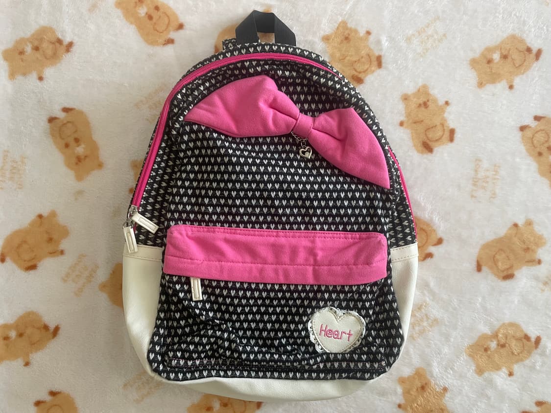 모리걸 빈티지 y2k 리본 하트 백팩 🎀💝🖤 상품이미지1