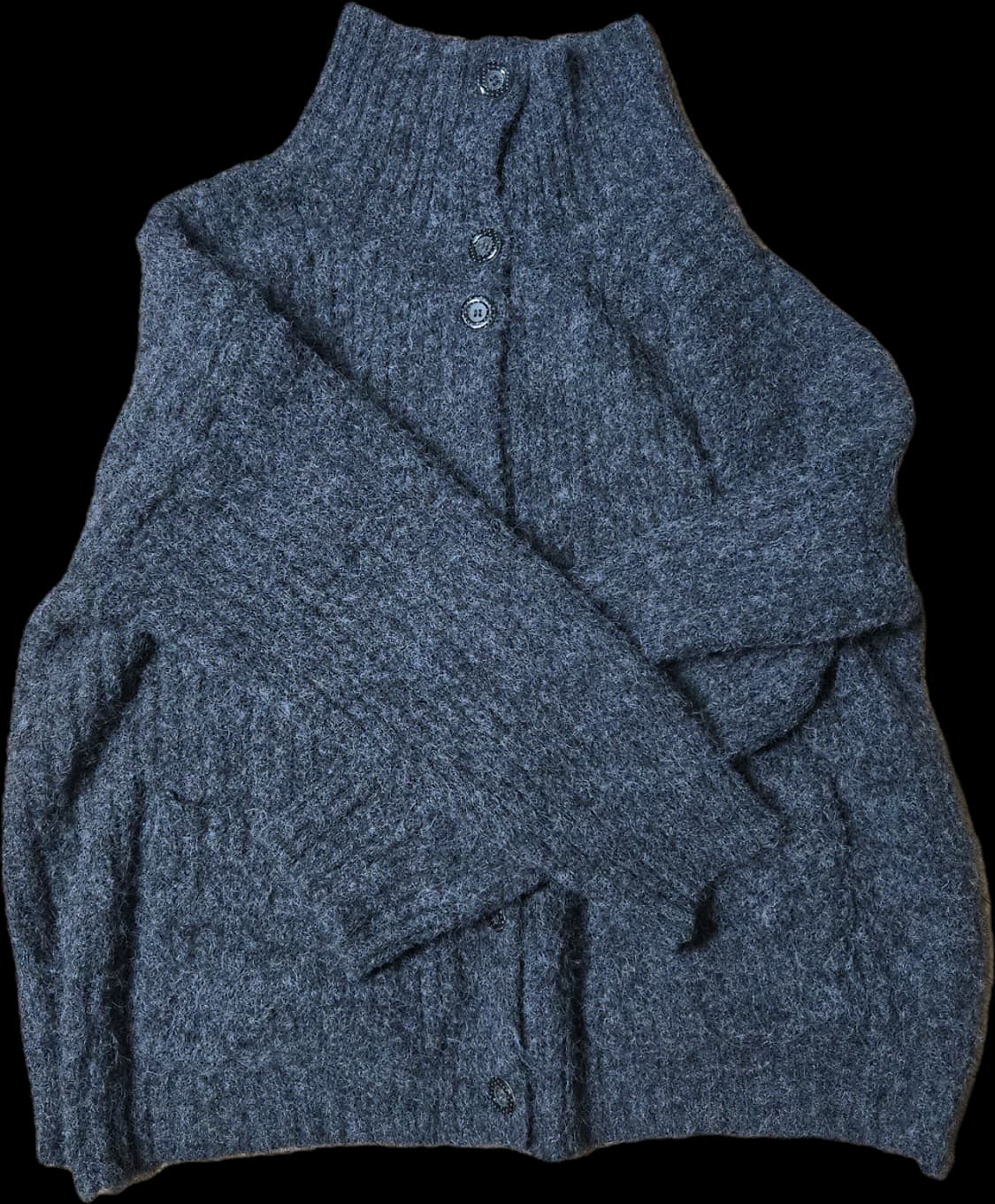 나이엔 하이넥 헤비 가디건 차콜  상품이미지2