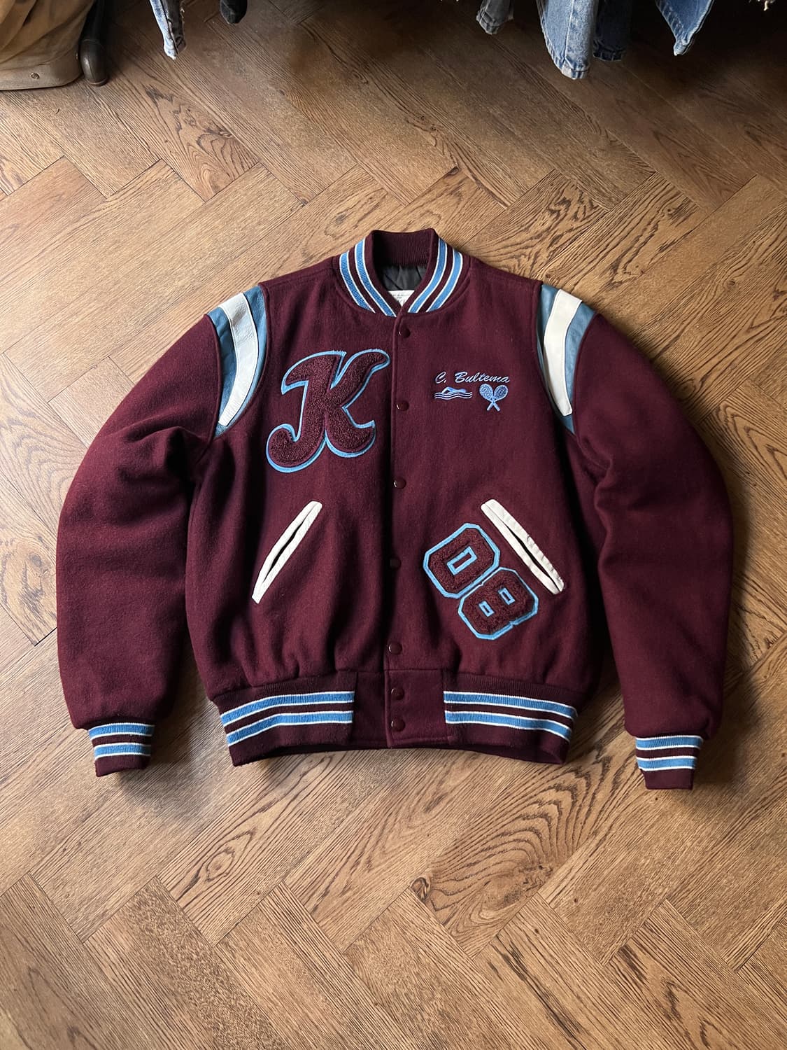 [M]00's USA 빈티지 KANKAKEE 버건디 울 바시티 자켓 상품이미지2