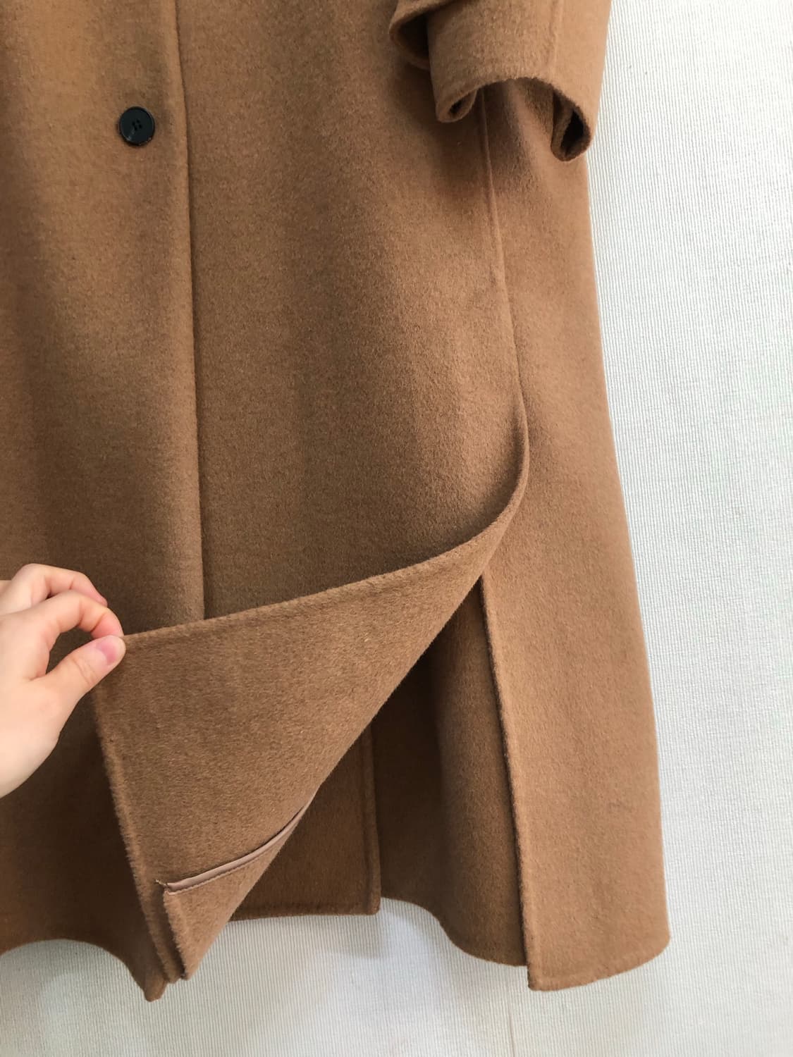 스튜디오톰보이 여성 오버핏 하이넥 울 롱 코트 _ 베이지 상품이미지6