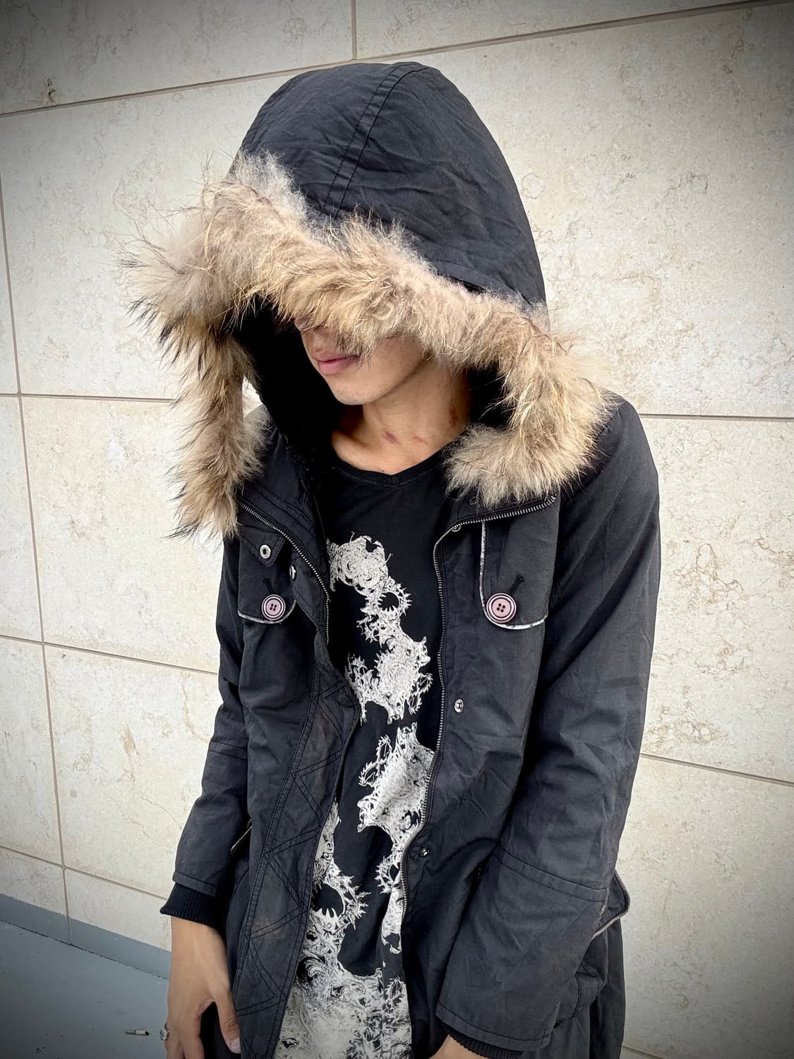 “Vintage” Y2K&GrungeMood Over- Fur Hoodi 상품이미지3