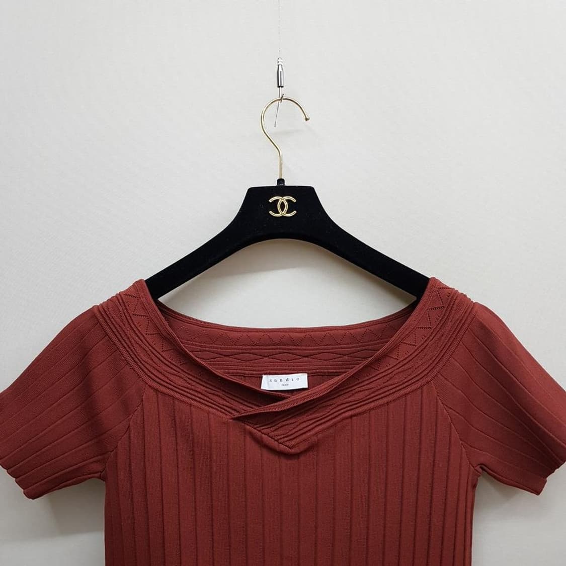 산드로 Sandro 리브 니트 플레어 원피스 40사이즈 상품이미지3