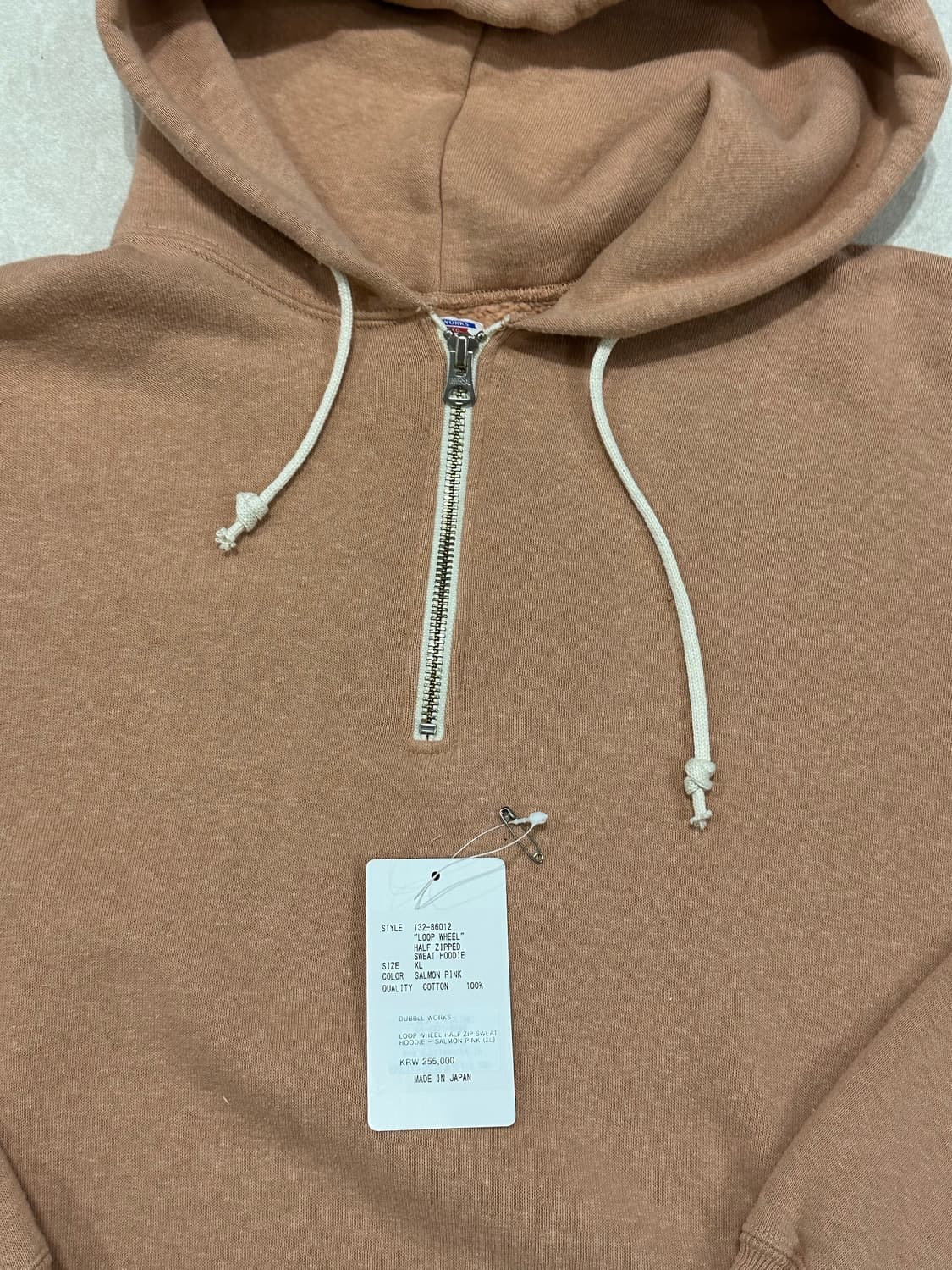 [XL] 더블웍스 하프집 후드스웻  살몬핑크 상품이미지8