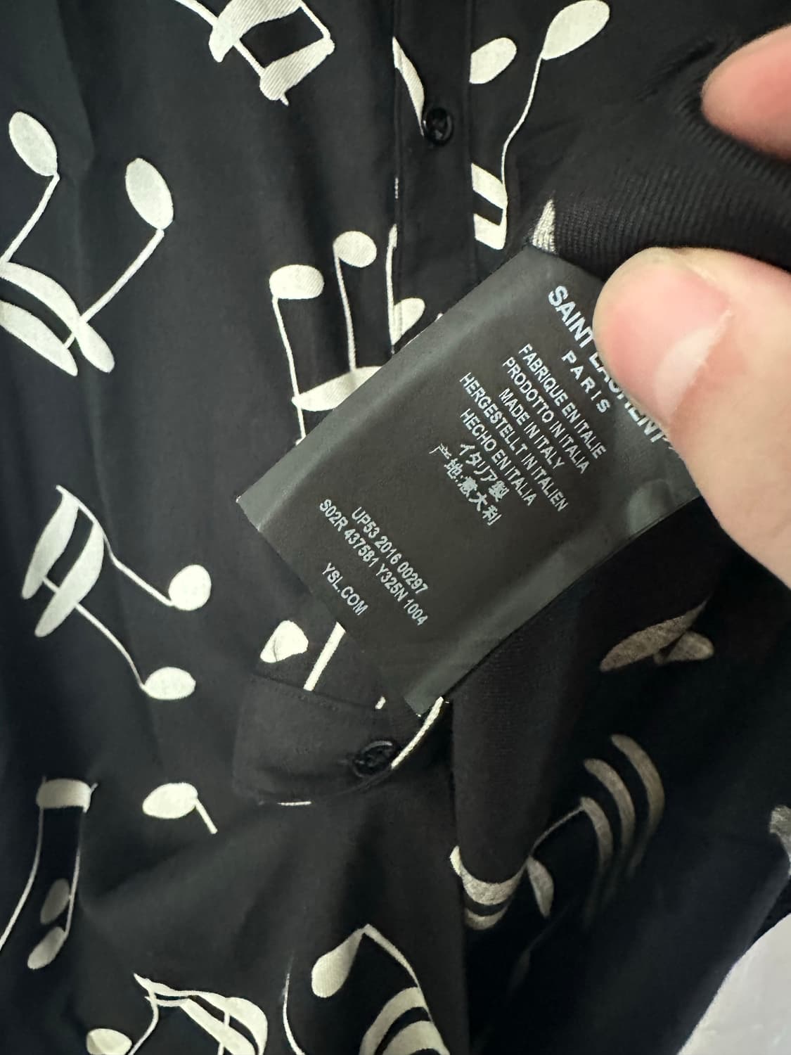 생로랑 16FW 뮤직노트 슬리브리스 셔츠 상품이미지3