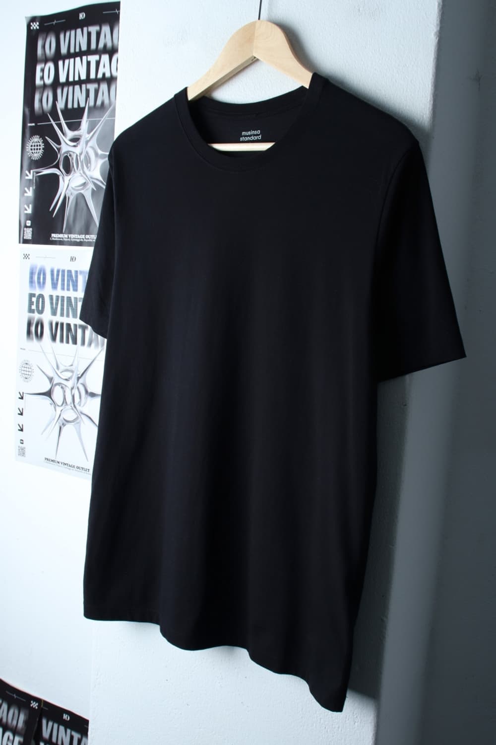 (L-XL) 무신사 스탠다드 반팔 티셔츠 무지 블랙 기본-H30606 상품이미지1