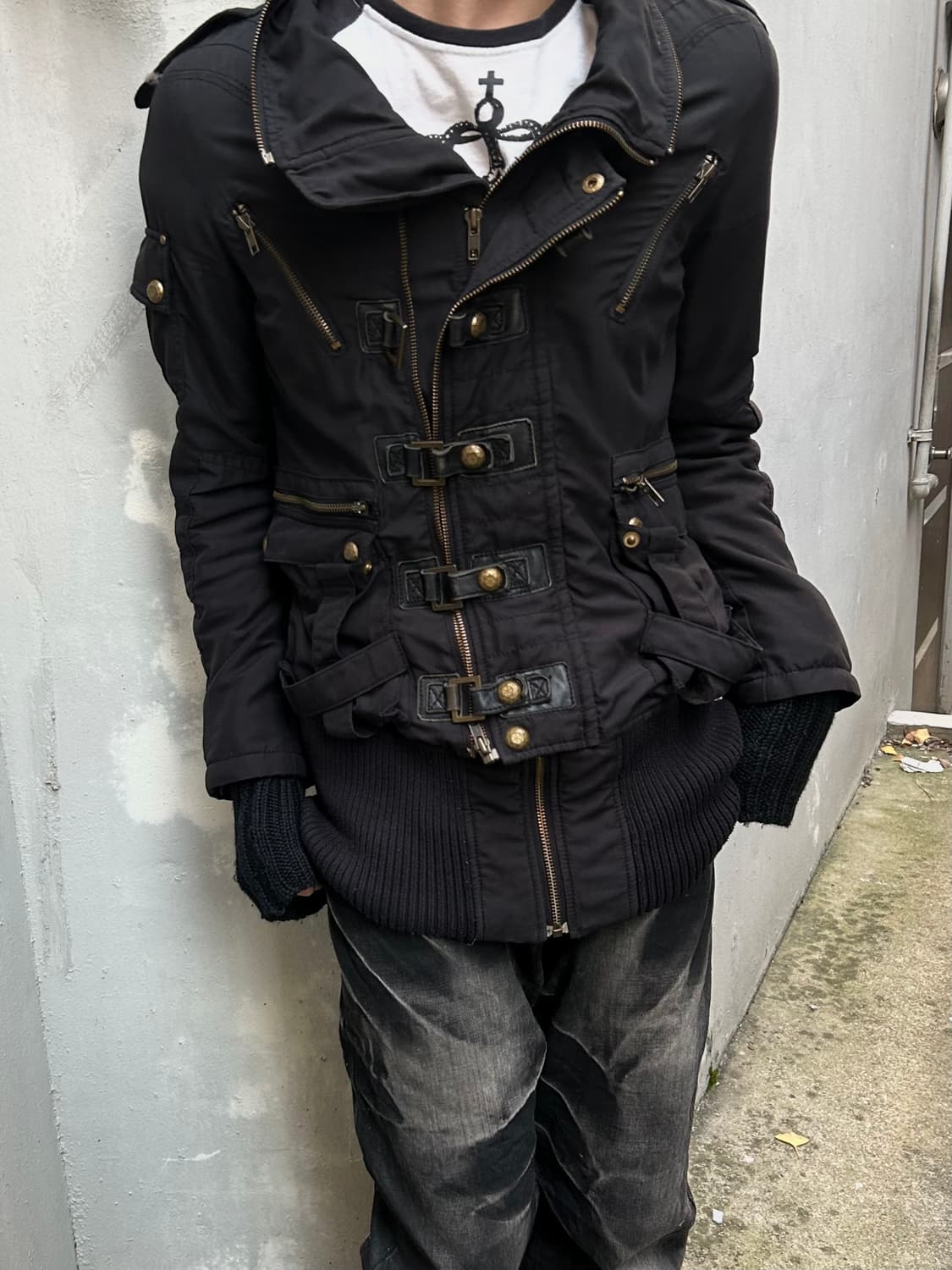 *rare design* 2000s JPN 펑크 버클 디테일 블랙자켓 상품이미지2