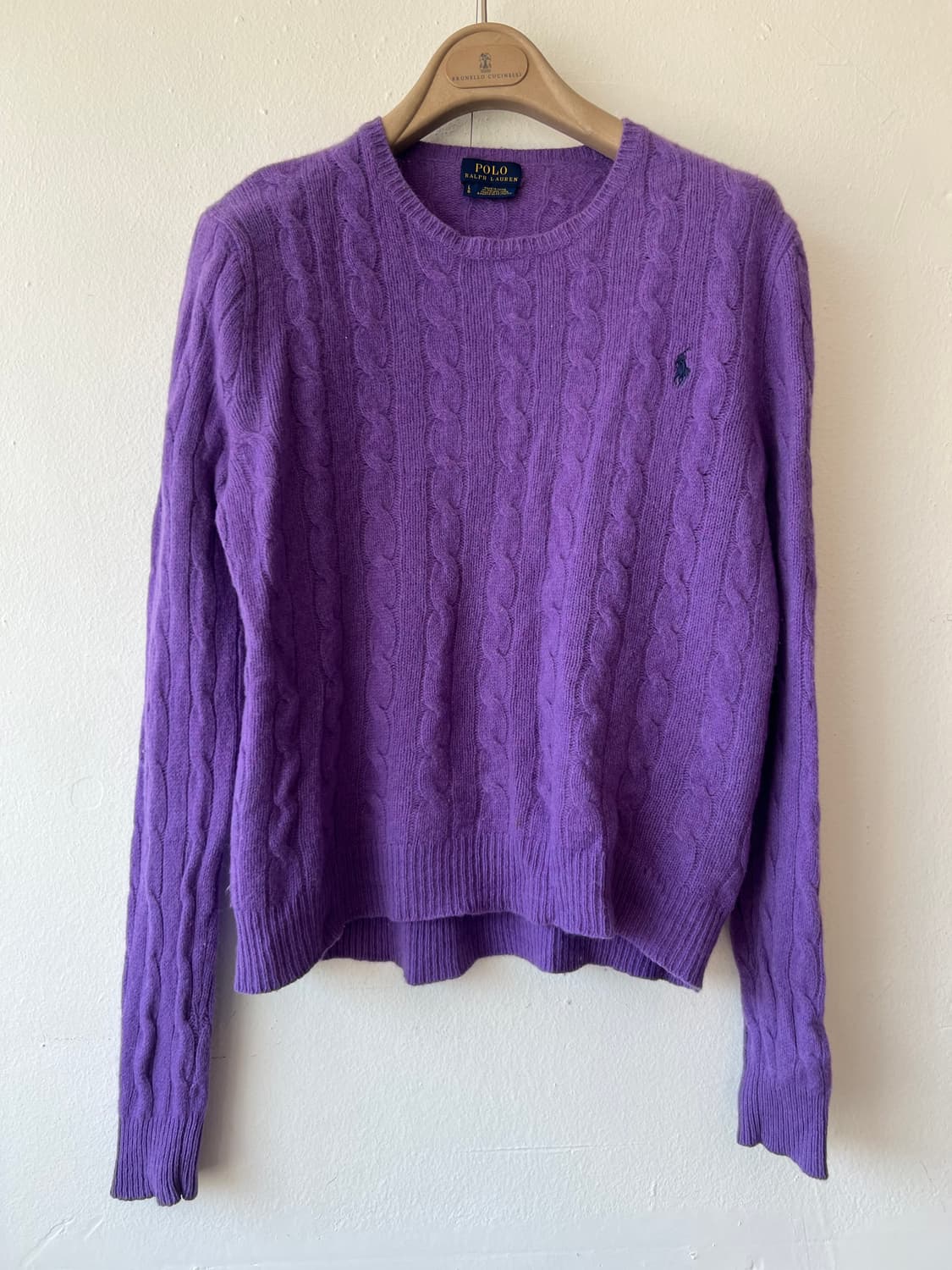 폴로랄프로렌 여성 퍼플 라운드니트 케이블니트 상품이미지2