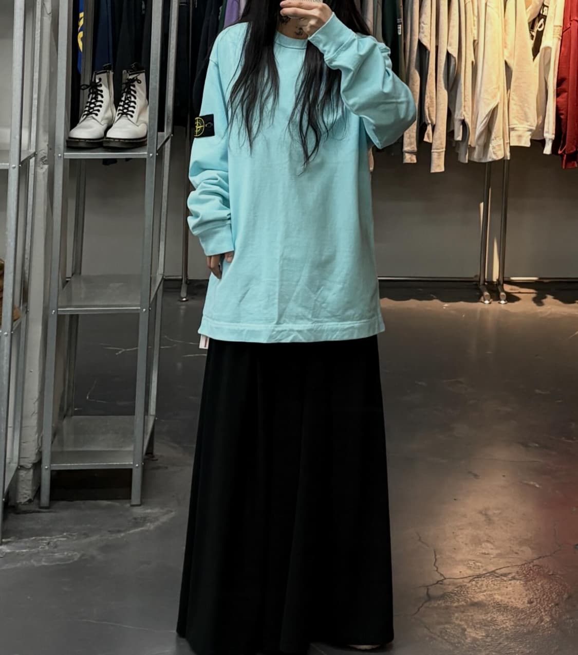 스톤아일랜드 와펜 크루넥 스웨트셔츠 아쿠아 롱슬리브 A3796  상품이미지1