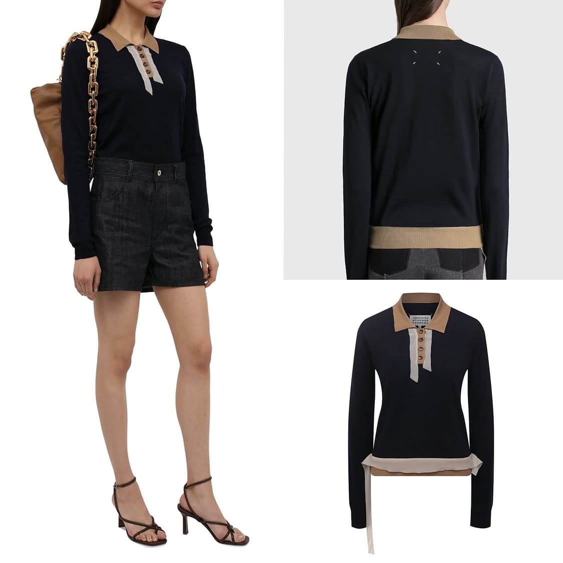 메종 마르지엘라 쉬폰 트리밍 폴로 니트 탑 상품이미지2