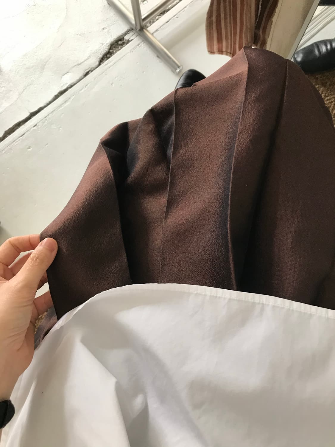 brown silk pleats skirt 상품이미지2