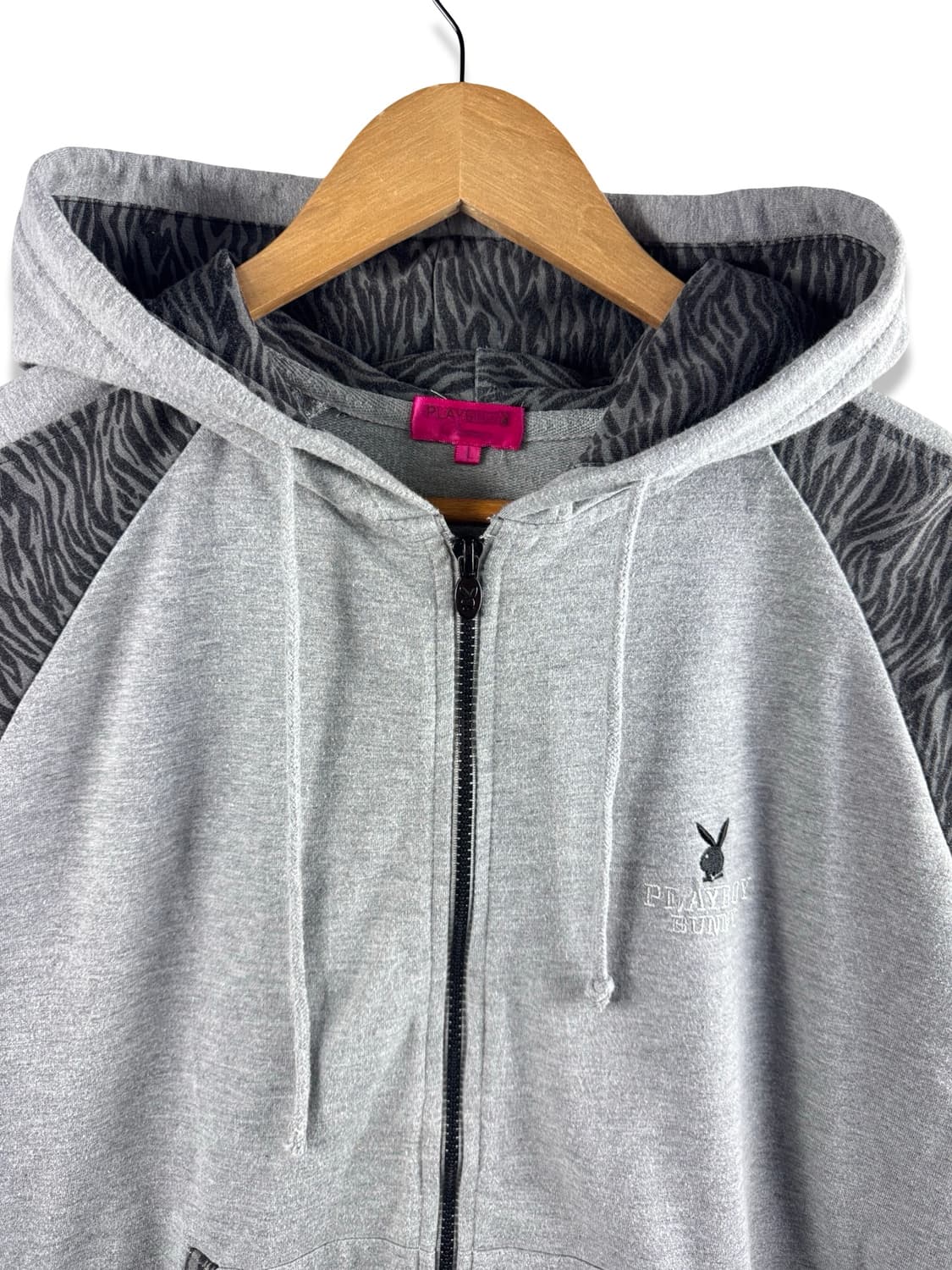 90S 플레이보이 버니 갸루 지브라 반팔 후드집업2391 상품이미지3