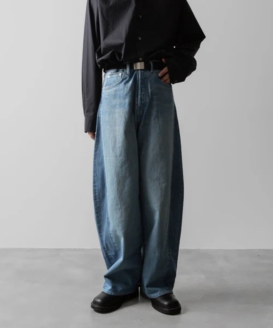 Ssstein deformation wide denim indigo L 상품이미지1