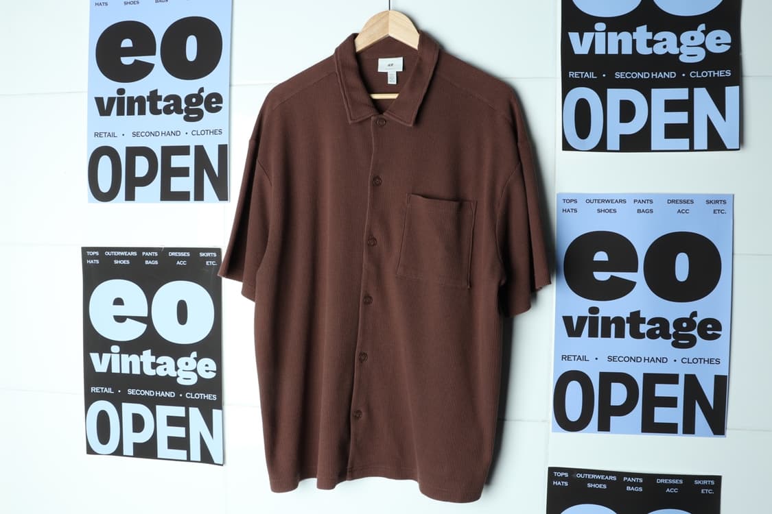 (2XL) 에이치앤엠 반팔 카라 티셔츠 브라운 와플 박시-H31888 상품이미지2