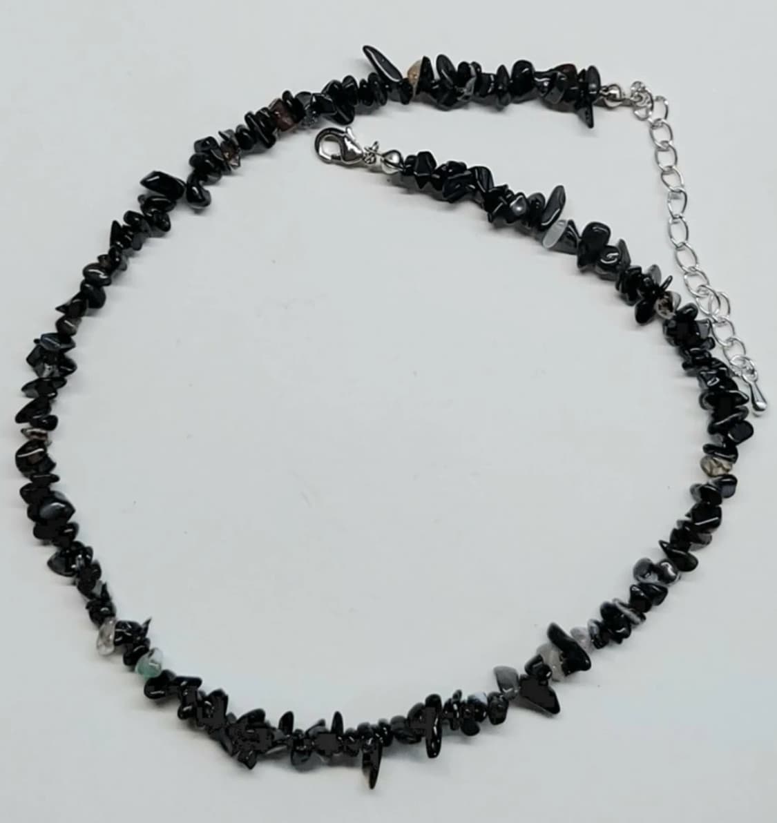 천연 원석 흑요석(옵시디언) 칩 목걸이 블랙 초커 네크리스 상품이미지2