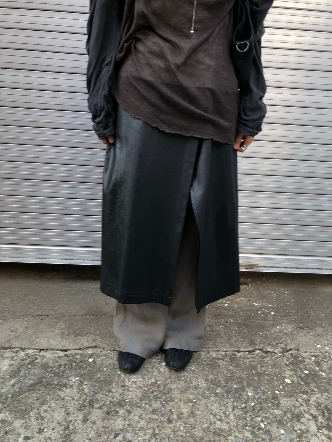 꼼데가르송 트리콧 1996AW 레이가와쿠보 레더 스커트 상품이미지4