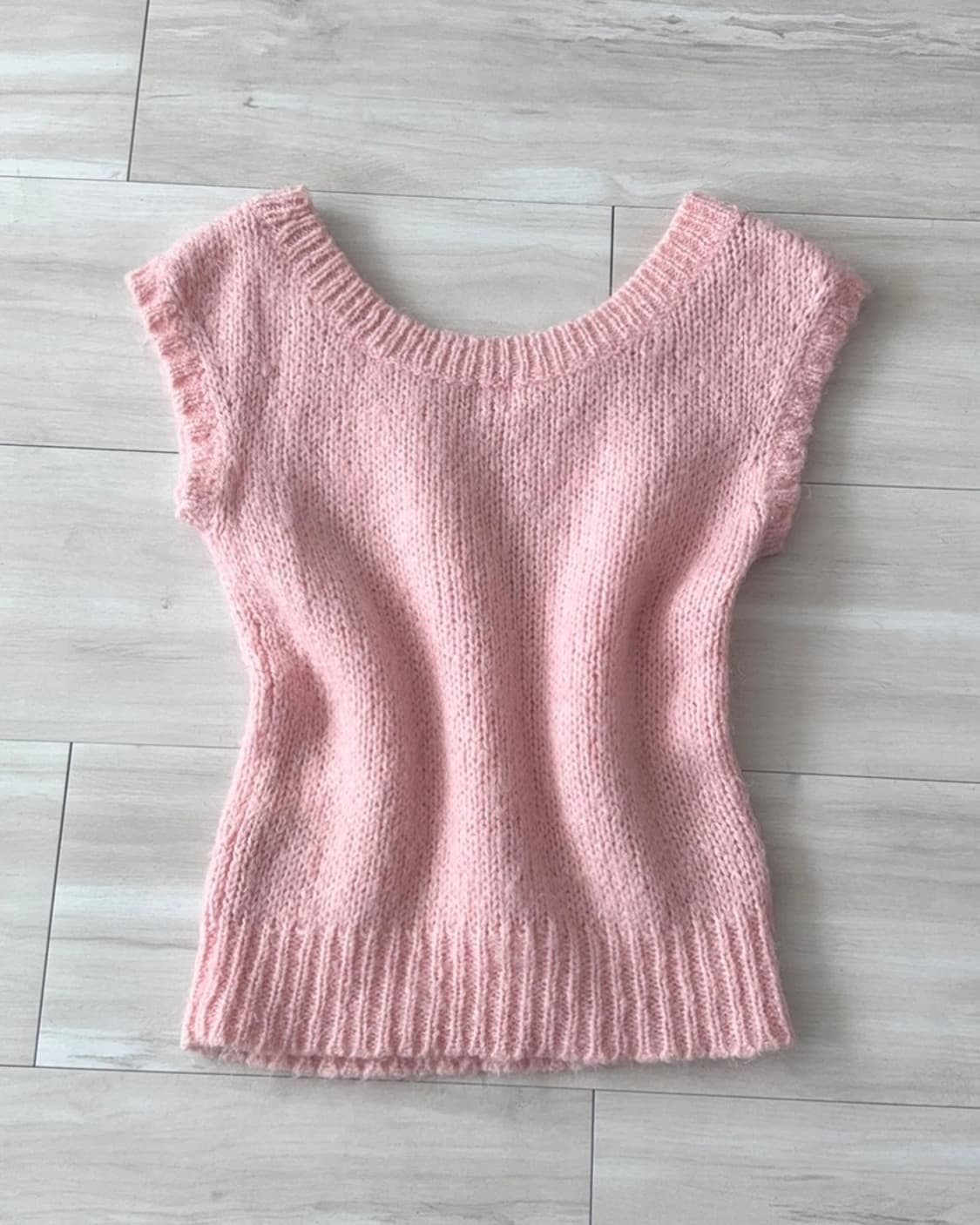 riipi 빈티지 꾸레쥬 couregges 핑크 반팔 니트 발레코어 상품이미지9