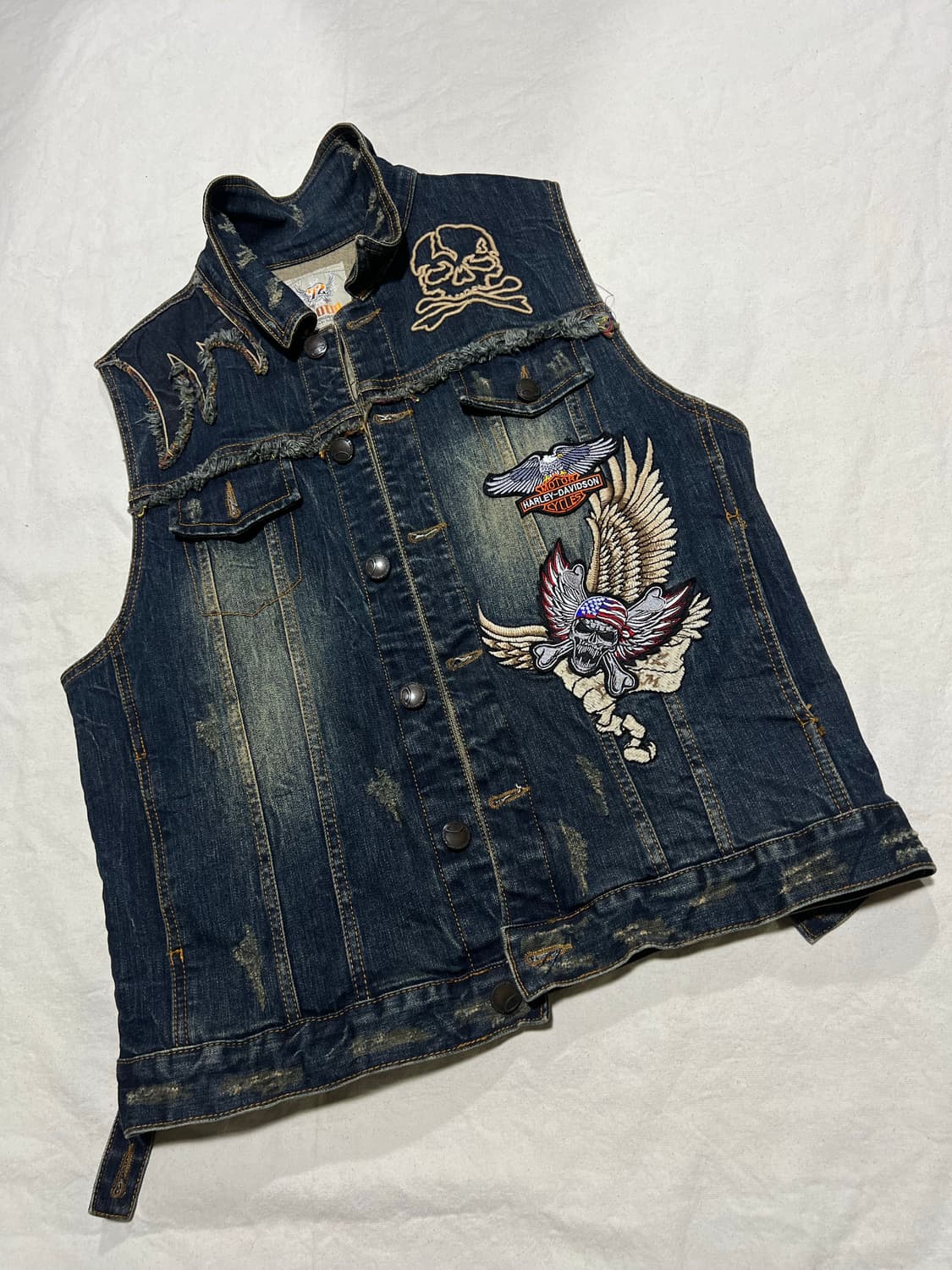 자수패치 데님조끼 XL  상품이미지1