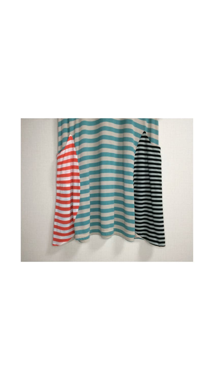 츠모리치사토 민트 컬러풀 스트라이프 캣 포켓 원피스 튜닉 상품이미지3