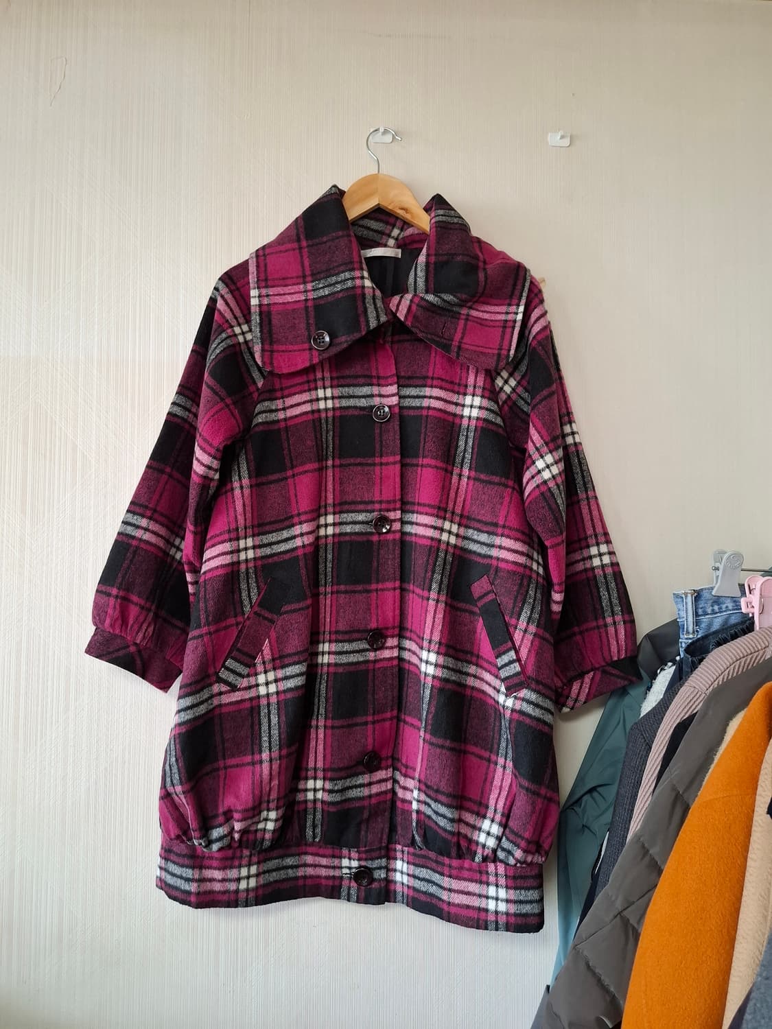 일본빈티지 귀여운 체크코트 상품이미지4