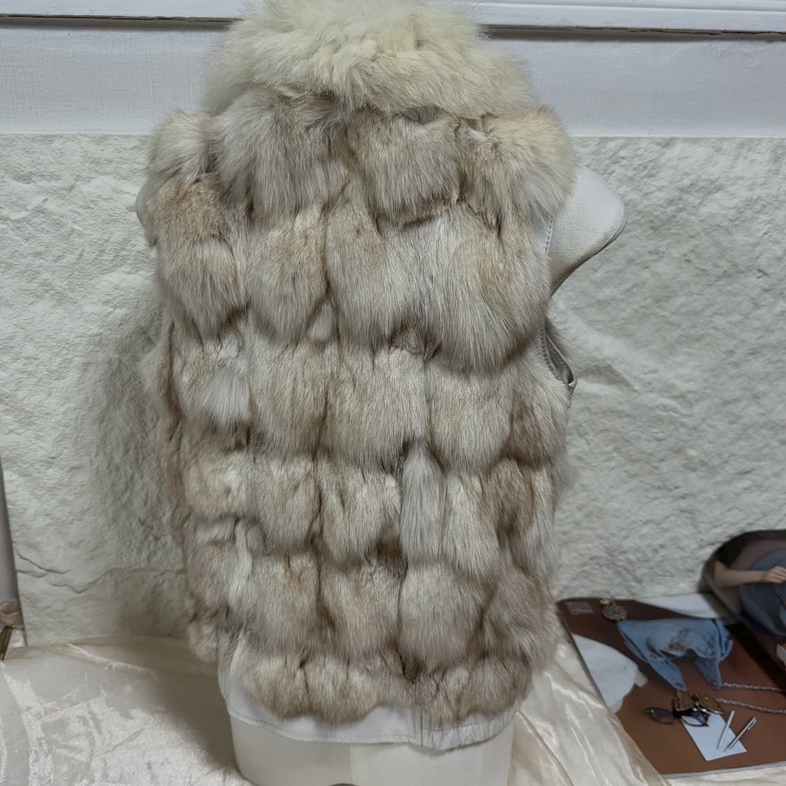 빈티지 폭스퍼 여우털 원색 양가죽 조끼베스트 상품이미지3