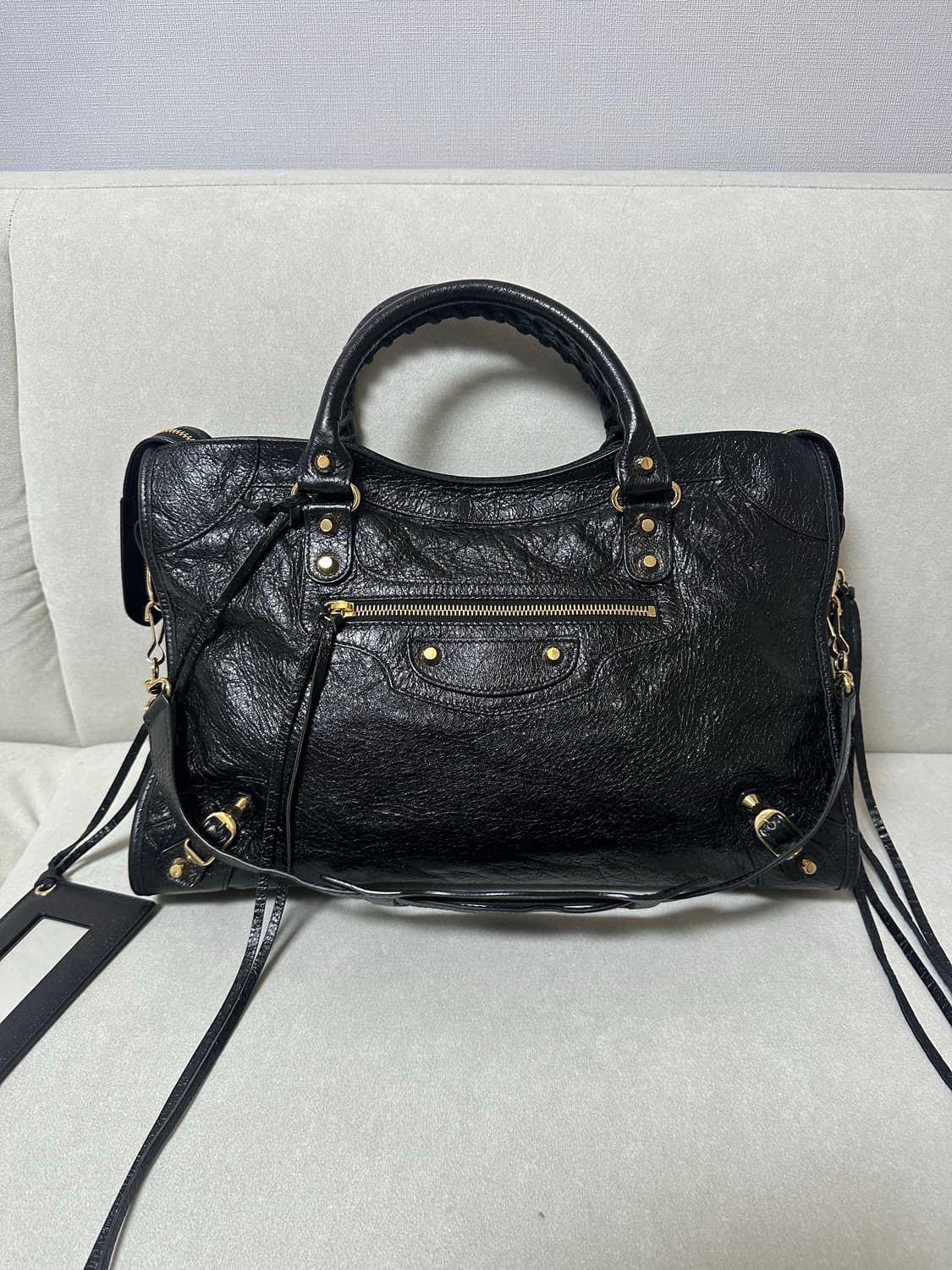 [SA 정품] 발렌시아가 시티 모터백 미디움 블랙 상품이미지1