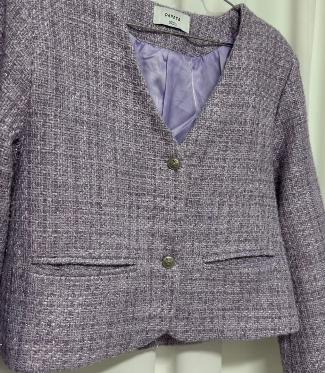 파파야 퍼플 트위드 자켓 상품이미지4