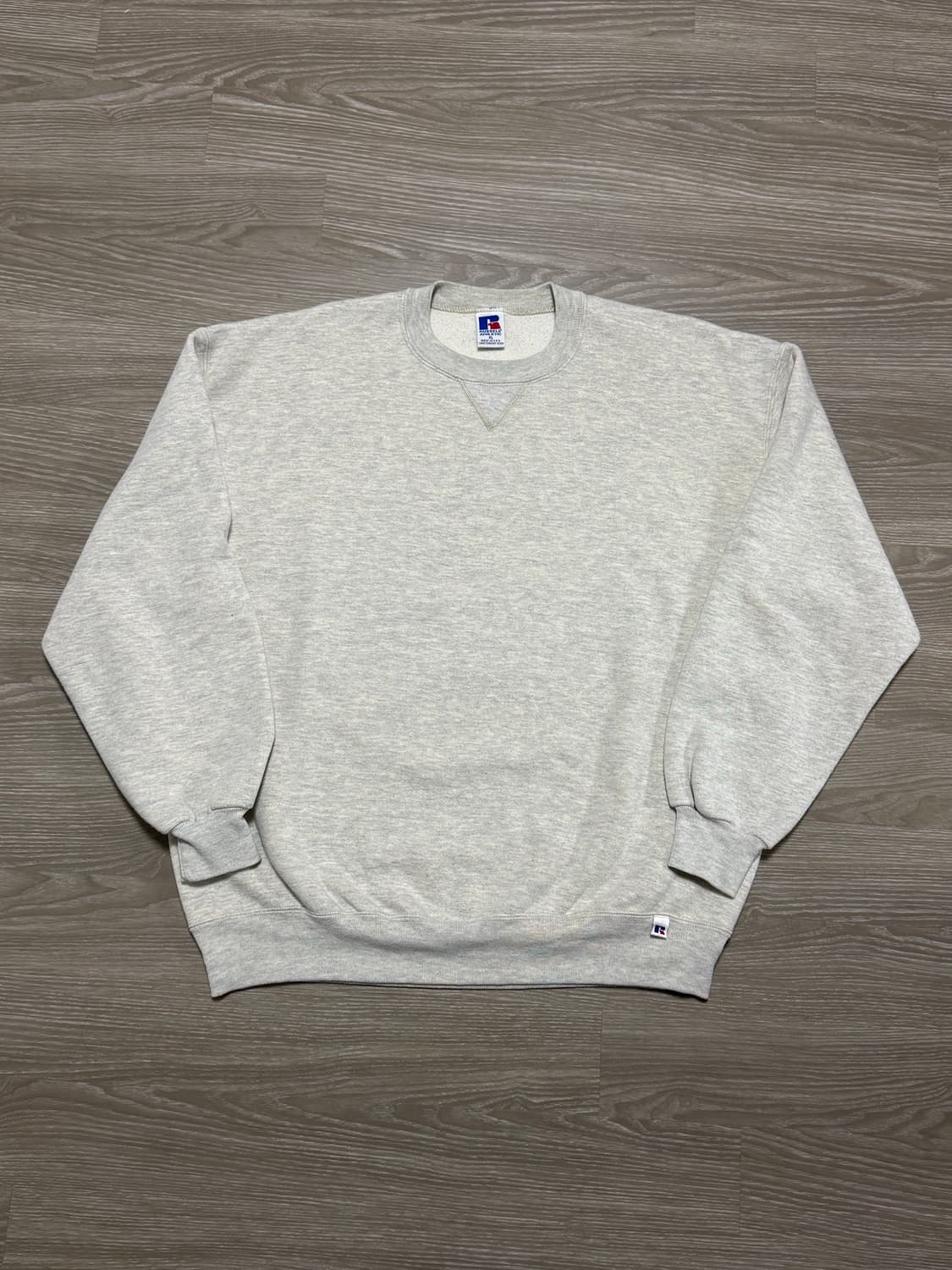 90s usa 러셀 스웻셔츠 그레이(아이보리 스티치) 맨투맨 상품이미지1