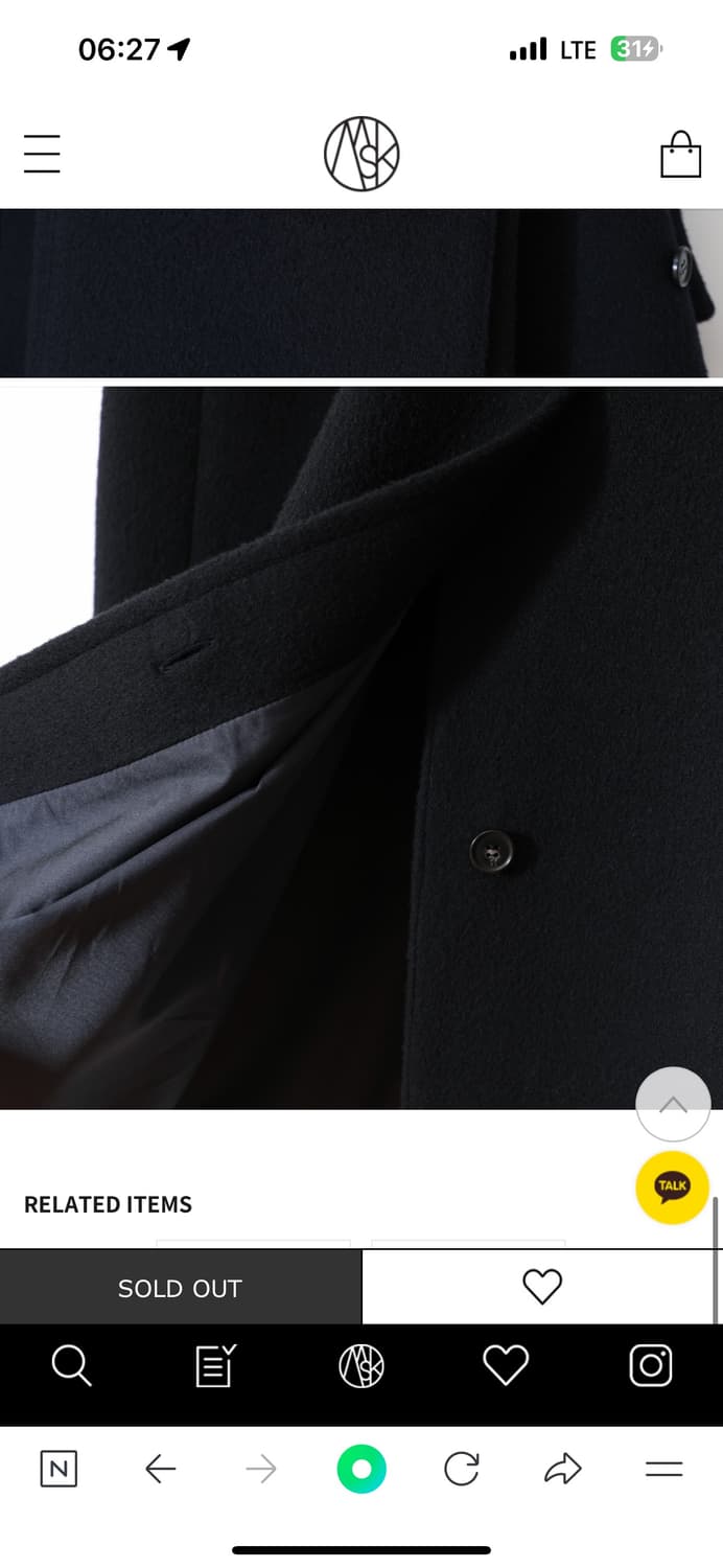 홀리선 21FW 다크 네이비 울 발마칸코트 상품이미지9