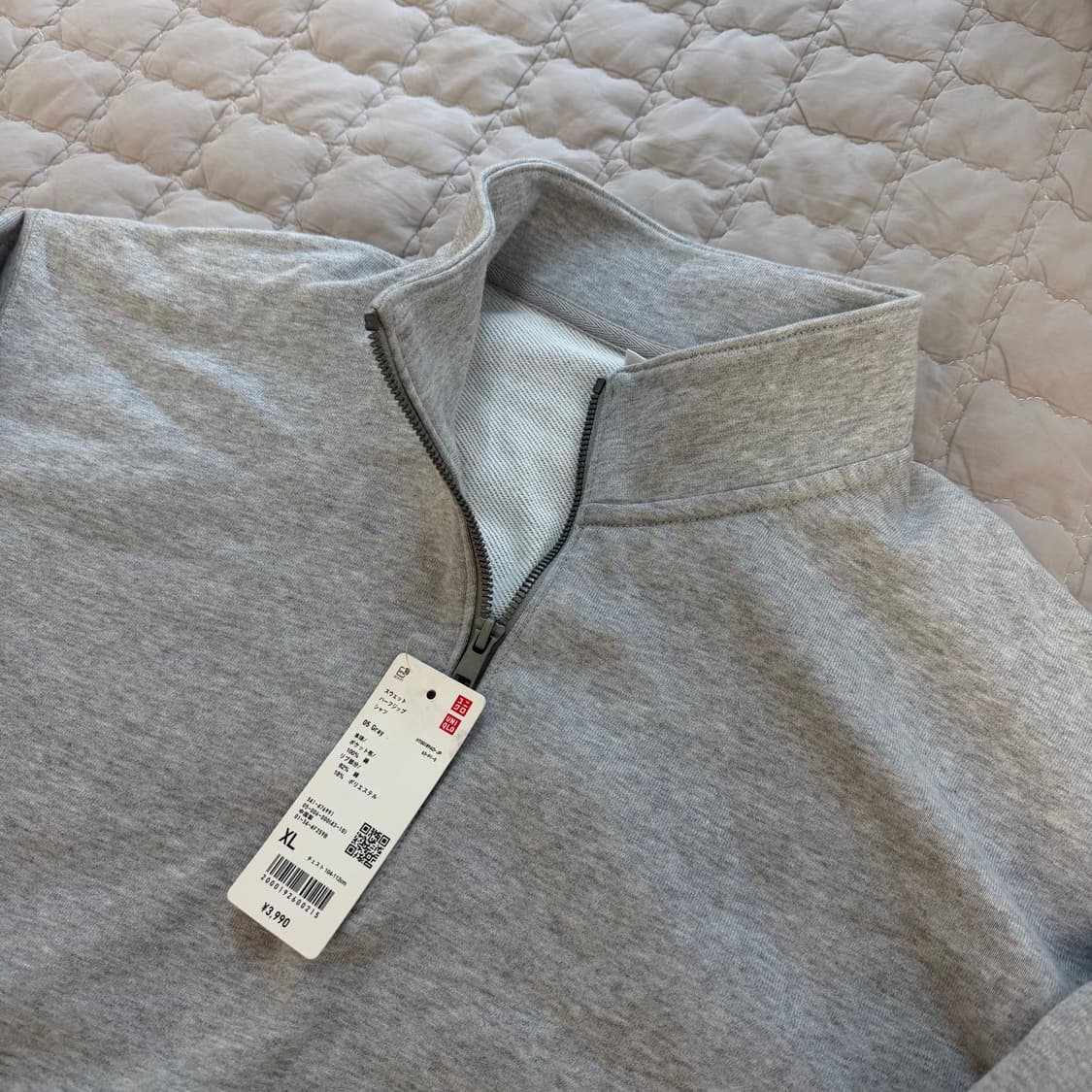 유니클로 1/4 하프집 맨투맨 스웻셔츠 XL 그레이 새제품 상품이미지2