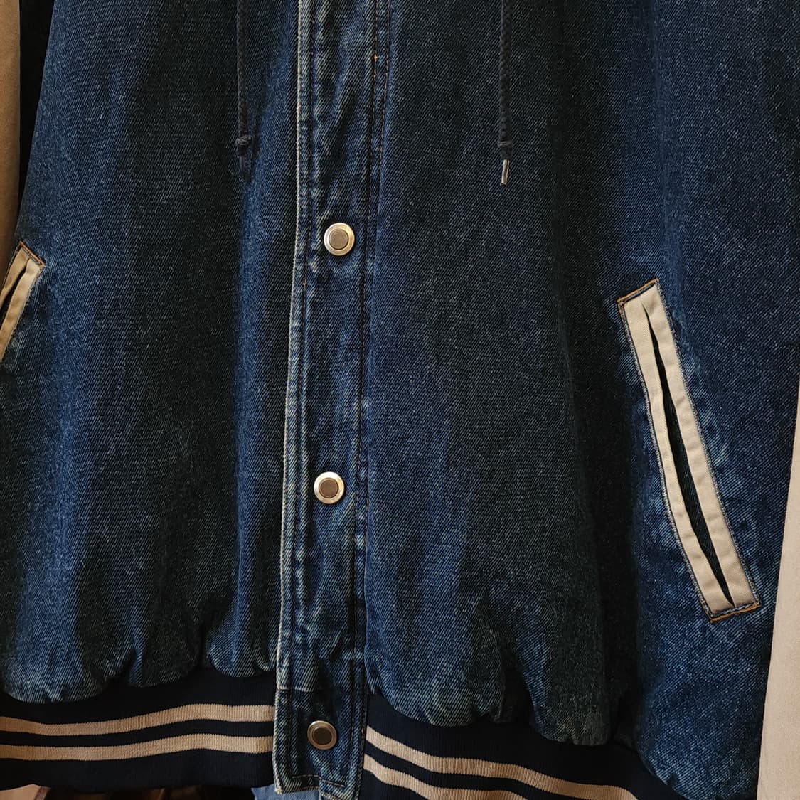 90s 빈티지 워크자켓 베이스볼 데님자켓 바시티 자켓 야구잠바 m 상품이미지5