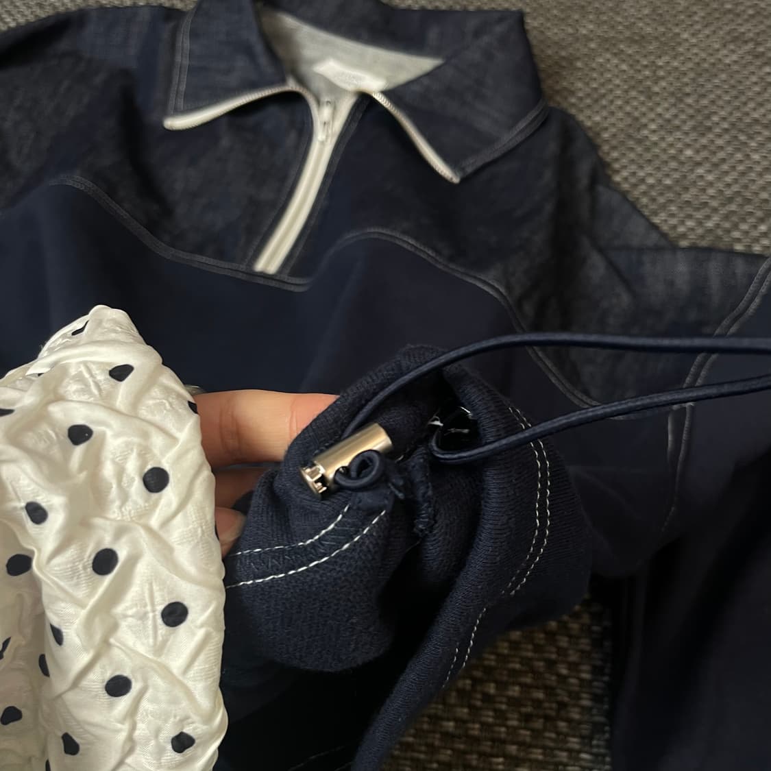 스튜디오톰보이 반집업 데님 맨투맨 상품이미지5