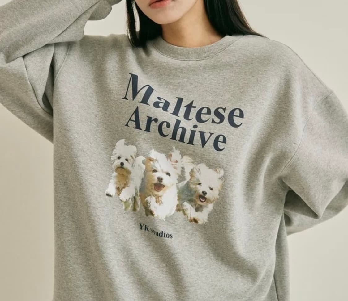 새제품 와이케이 말티즈 기모 맨투맨 상품이미지1