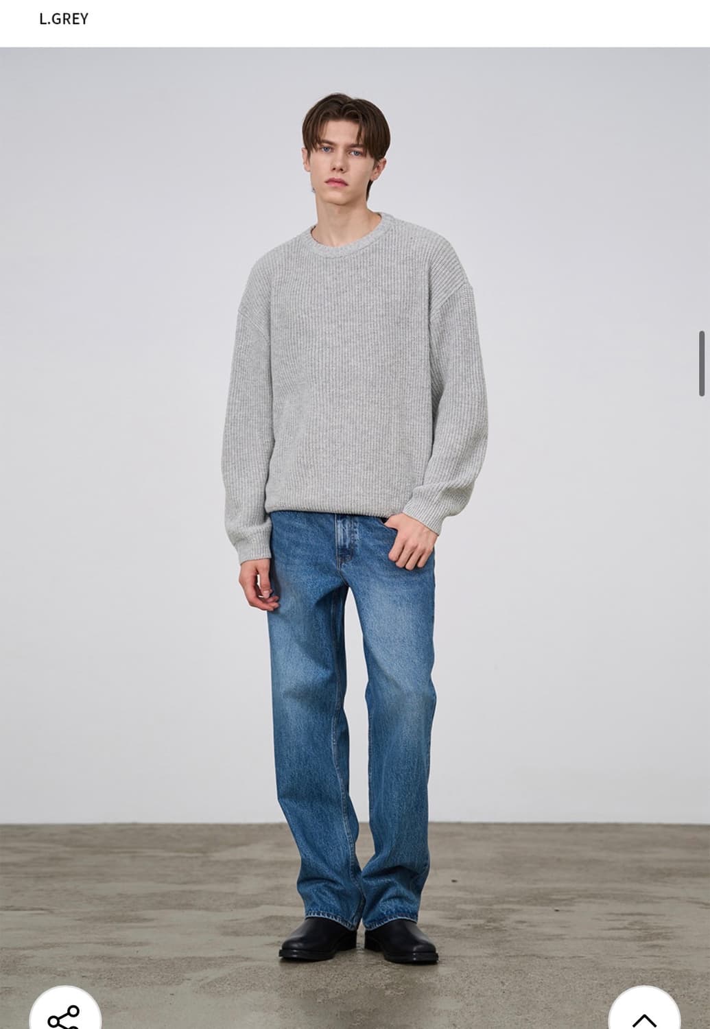 (새상품)(L) 드로우핏 하찌 벌키 라운드 니트 [L.GREY] 판매 상품이미지4