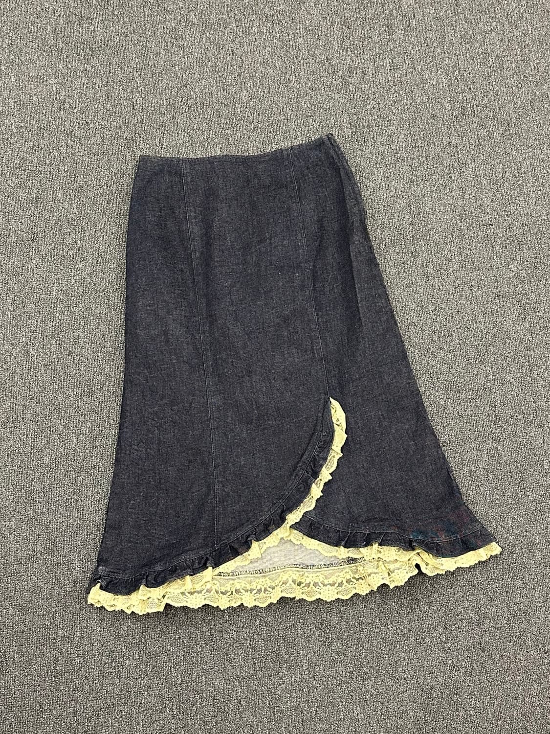 OS)Japanese vintage 레이스 데님 랩스커트 상품이미지1