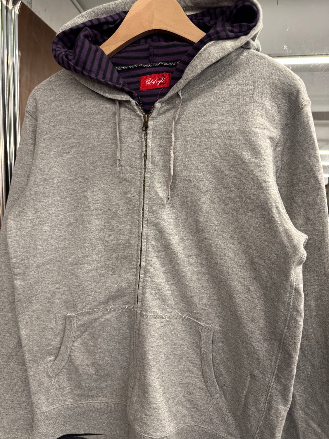 japanese vintage 스트라이프 레이어드 투웨이 후드 집업 상품이미지2