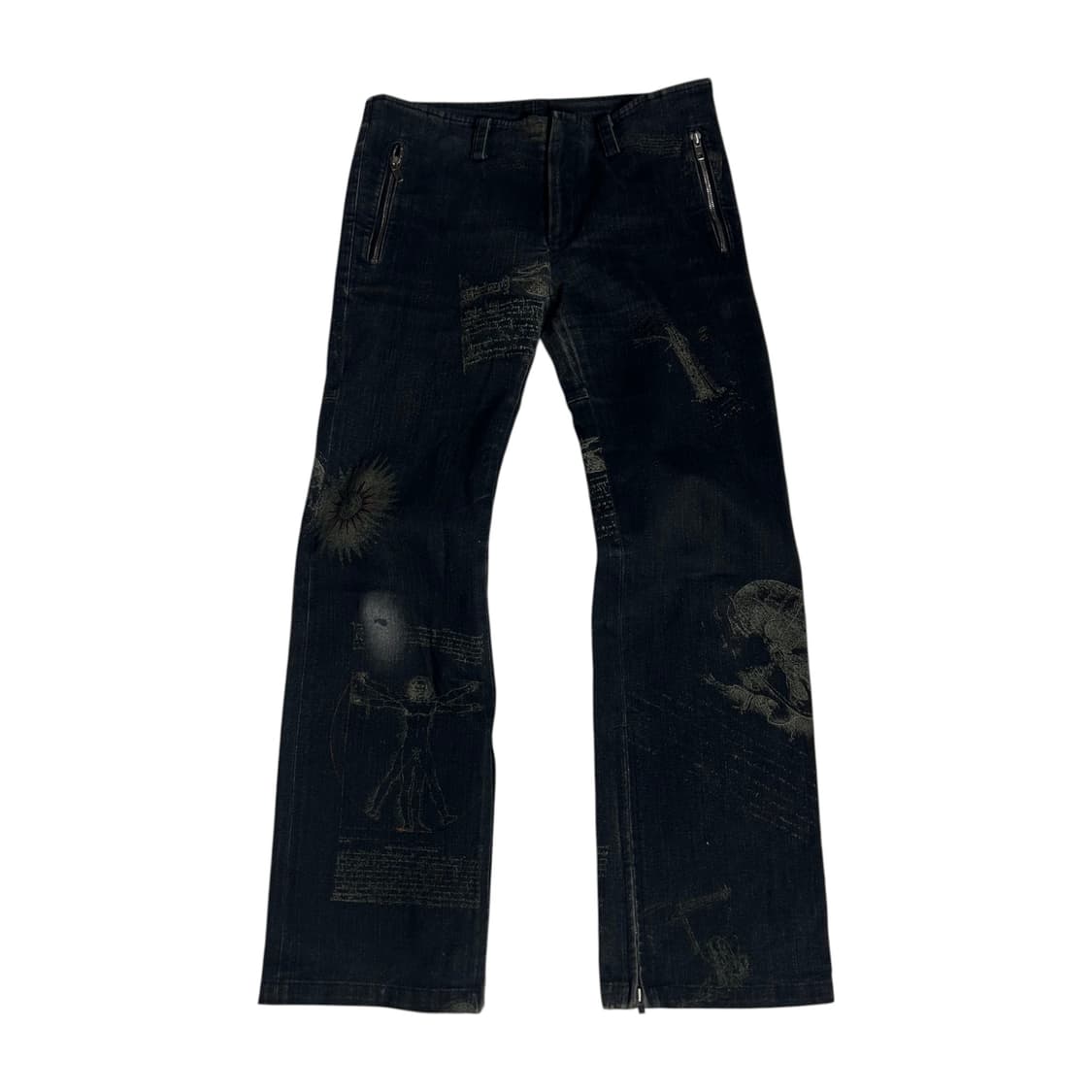 [Dirge] 빈티지 펑크 leonardo 프린팅 데님팬츠 상품이미지1